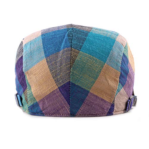 Men Adjustable Colorful Striped Plaid Ivy Newsboy Cabbie Gatsby Cotton Caps