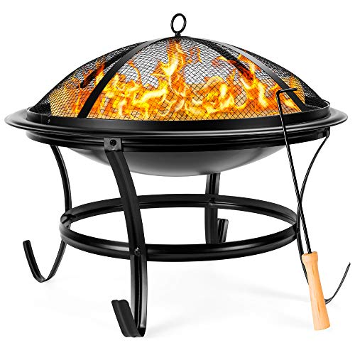 22-inch Outdoor Patio Steel Fire Pit Bowl BBQ Grill for Backyard, Camping