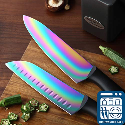 Knife Sets, Titanium Coated 14 Pieces Stainless Steel Hollow Handle