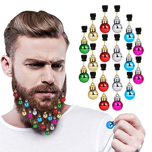 24 Pieces Christmas Beard Baubles Colorful Facial Ornament for Men Holiday Decoration