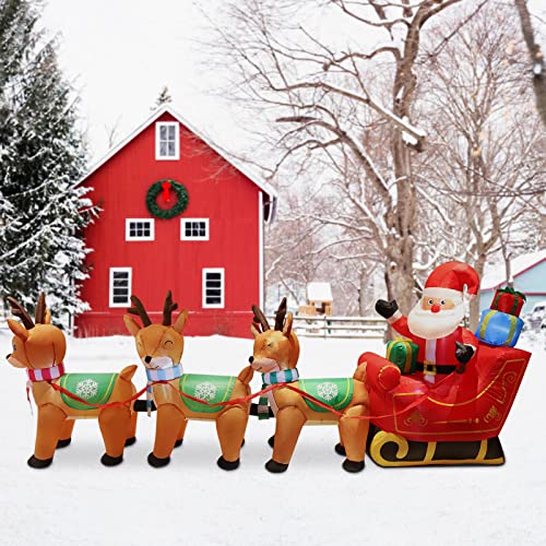 10ft Inflatable Santa & Reindeers Christmas Home Decoration