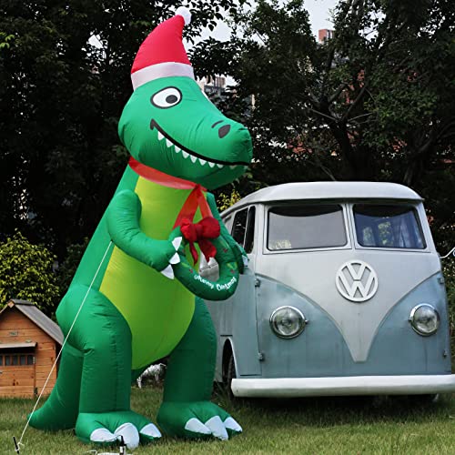 10 Ft  Christmas Inflatables Dinosaur w/ LEDs