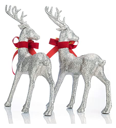 2 Pcs Glitter Reindeer Christmas Decoration