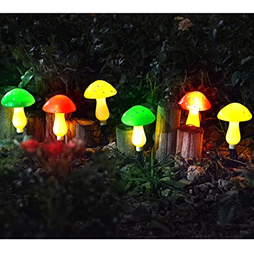 Set of 6 Solar Mushroom Lights Garden Outdoor Decoration