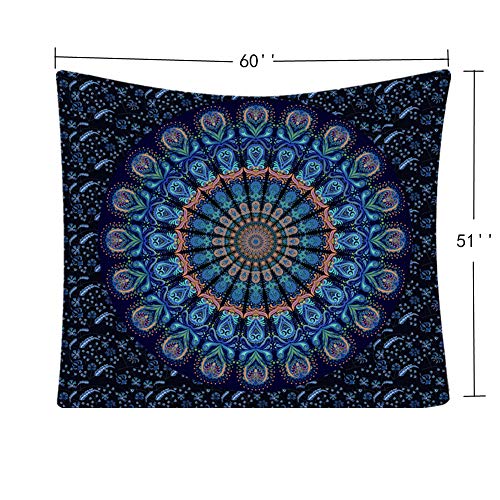 Psychedelic Mandala Wall Hanging Tapestry (51 x 60 Inches)