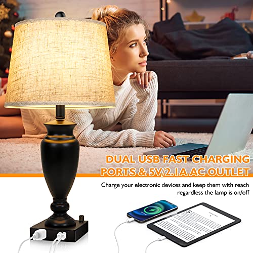 Set of 2 Table Lamp w/ 2 USB Ports - Fully Dimmable