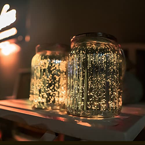 2 Pack,20 LED Solar Mercury Glass Mason Jar Hanging  Christmas Lights