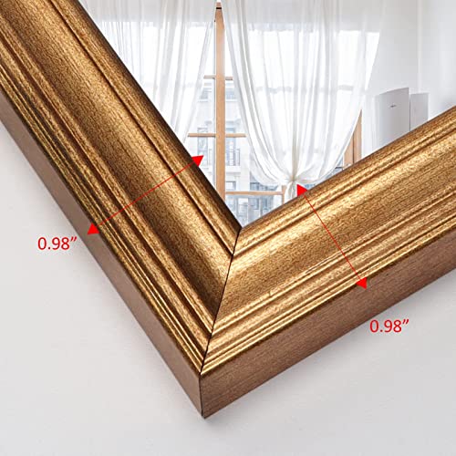 2 Pack 14x48 inch Large Gold Full Length Mirror for Wall Mounted & Over The Door -Explosion-Proof