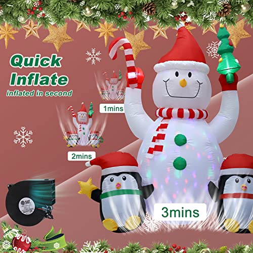 7Ft Christmas Inflatables Snowman & Penguins w/ Hand Ornaments