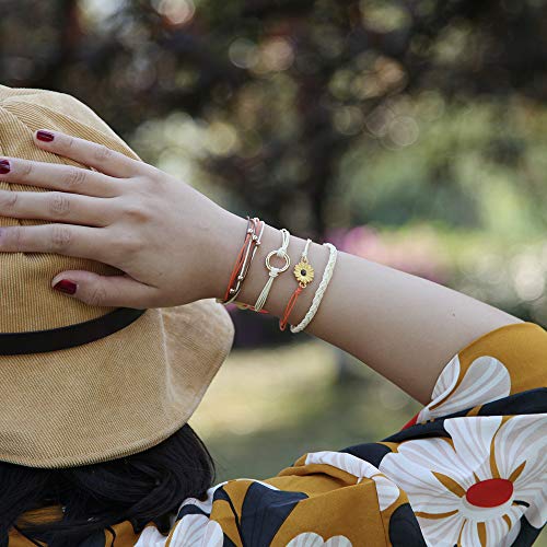 Sunflower String Bracelet Handmade Braided Rope Charms Boho Surfer Bracelet