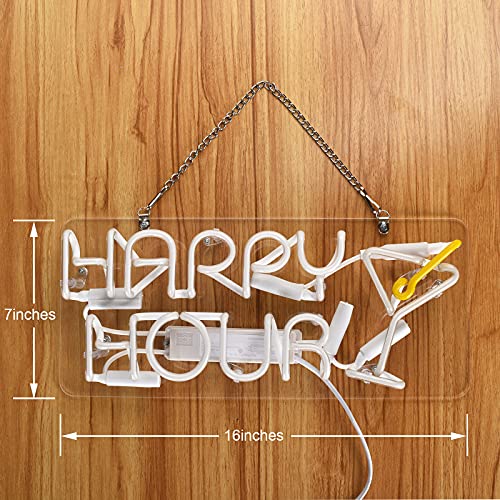 Cocktails Happy Hour Art Light Handmade Glass Neon Lights Sign for Home Decoration