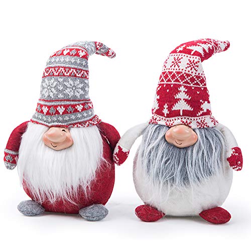 Set of 2 Handmade Christmas Gnomes Plush Swedish Tomte Santa Figurine Christmas Scandinavian Tomte Elf Decoration Ornaments