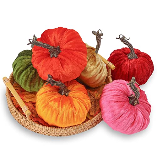 6PCS Artificial Harvest Pumpkins for Halloween Thanksgiving Fall Decorations