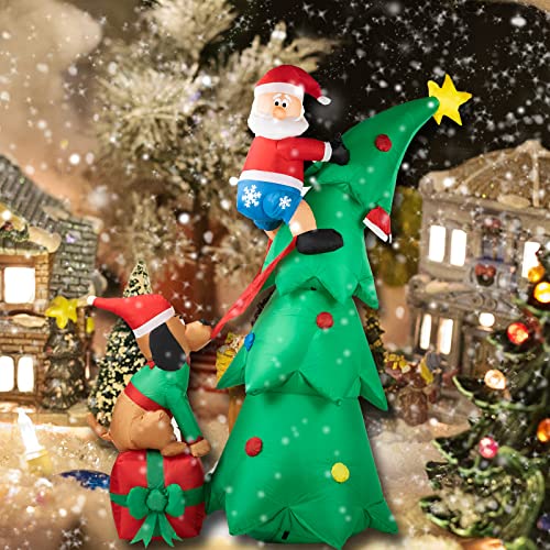 6.9FT Inflatable Christmas Tree w/ Santa Claus and Dog