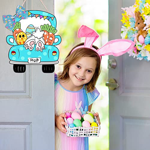 Happy Easter Bunny Tail Wooden Door Hanger Decoration