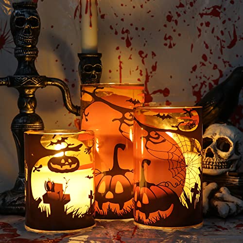 Halloween Flameless Flickering LED Candles with 6-Hour Timer