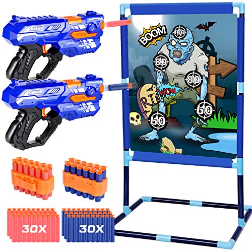 Shooting Game Target Toy - 2 Pack Toy Foam Blasters & Zombie Shooting Target-Blue