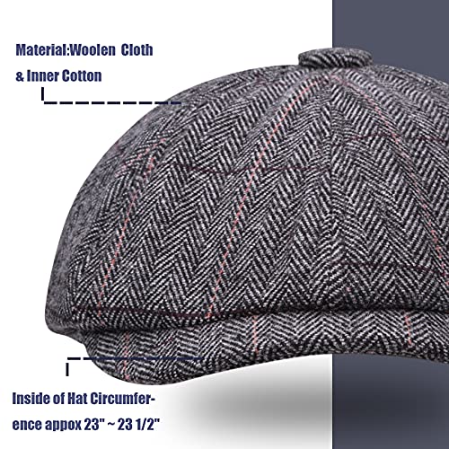 2 Pack Newsboy Hats for Men Classic 8 Panel Wool Blend