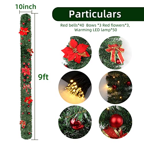 9Ft Christmas Garland with Lights
