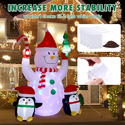 7Ft Christmas Inflatables Snowman & Penguins w/ Hand Ornaments