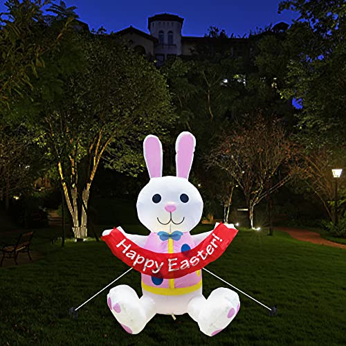 Easter Inflatables Bunny, 3.5FT w/ Built-in LED Lights