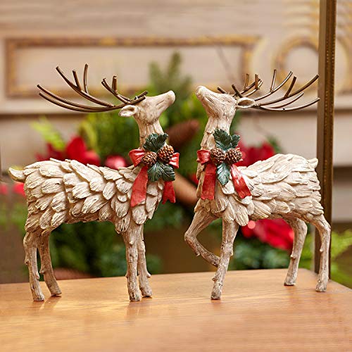 Resin Holiday Deer Tabletop Holiday Figurine Christmas Decorative, 2 Pack