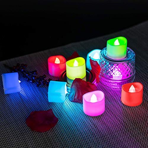 Set of 24 Long-Lasting Battery Operated LED Flameless Tea Light 7-Color Changing Tea Lights with Batteries,