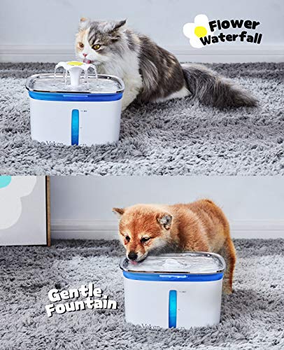 95oz/2.8L Automatic Pet Water Fountain w/ Smart Pump, 2 Replacement Filters for Cats, Dogs