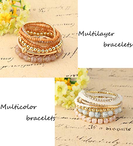 4 Sets Multilayer Stackable BOHO Bracelets for Women