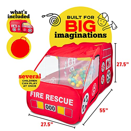 Fire Truck Tent w/ Sound Button for Kids Playhouse