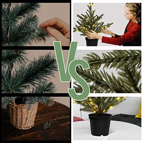 Tabletop Christmas Tree with Lights & Pinecones