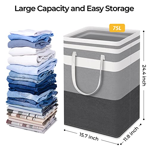 2-Pack Large Laundry Basket,75L Each Waterproof, Freestanding Laundry Hamper