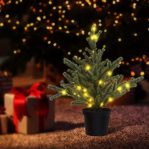 Tabletop Christmas Tree with Lights & Pinecones