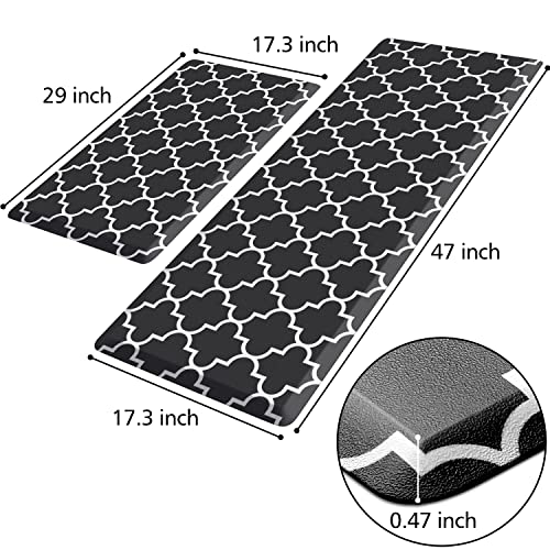 [2 PCS] Cushioned Anti-Fatigue Kitchen Rug, Waterproof Non-Slip