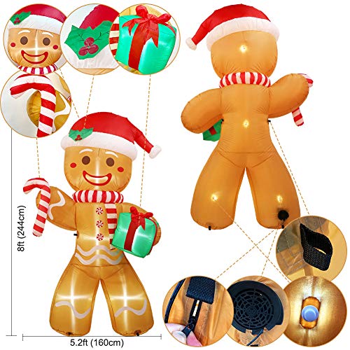 8ft Christmas Inflatable Gingerbread Man w/ LEDs