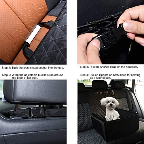 2 in 1 Dog Pet Front Seat Cover w/ Safety Belt(Black)