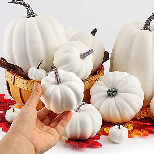 12P-16 PCS Artificial Pumpkins for Fall Halloween Thanksgiving Home Decoration