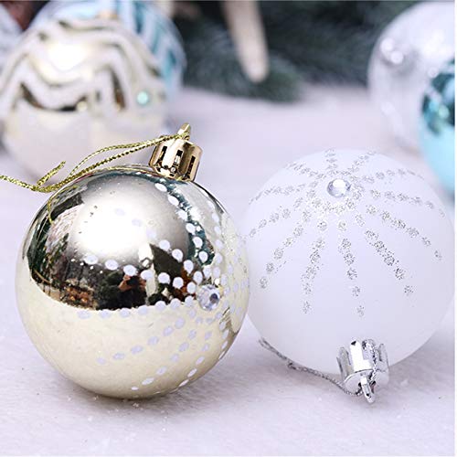 30PCS Christmas Balls Ornaments,60MM Gold & White