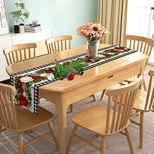 Black & White Gingham Christmas Table Runner