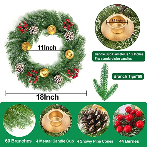 18 Inch Christmas Advent Wreath Decoration 4 Candle Holders