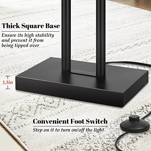 Black Standing Lamp w/ Foot Switch, Farmhouse Modern Tall Lamp