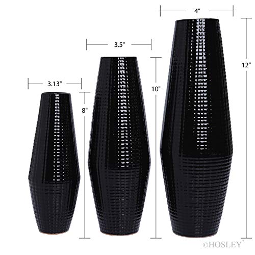 Set of 3 Ceramic Vase -Tall 12 Inch Medium 10 Inch Short 8 Inch High