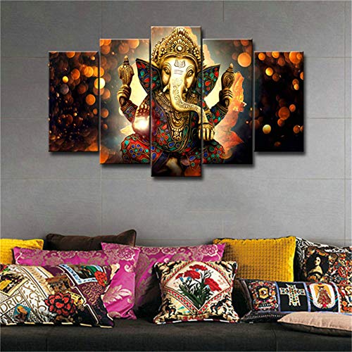 5 Piece Framed Lord Ganesha Canvas Wall Art