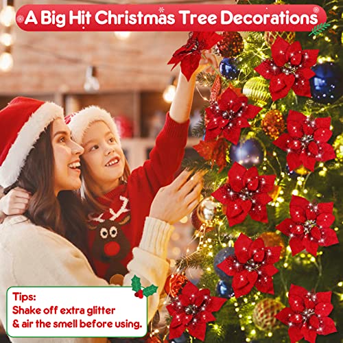 20 Packs Poinsettia Artificial Flowers for Christmas Tree Decoration