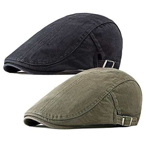 2 Pack Flat Cotton Newsboy Cap for Men