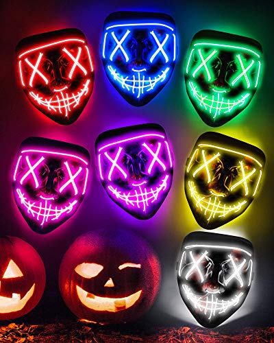 Scary Halloween Mask, LED Light up Mask Cosplay, Glowing in The Dark Mask Costume 3 Lighting Modes