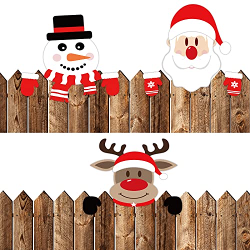 3 Pcs Christmas Fence Peeker Decoration