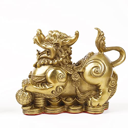 Set of 2 Feng Shui pixiu/pi yao Statue Figurine Attract Good Luck Wealth Decoration Sculpture Golden