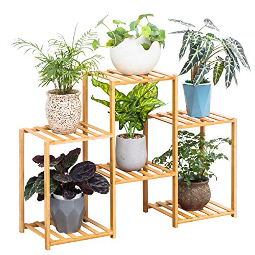 Bamboo 6 Tier Plant Stand Rack Multiple Flower Pot Holder