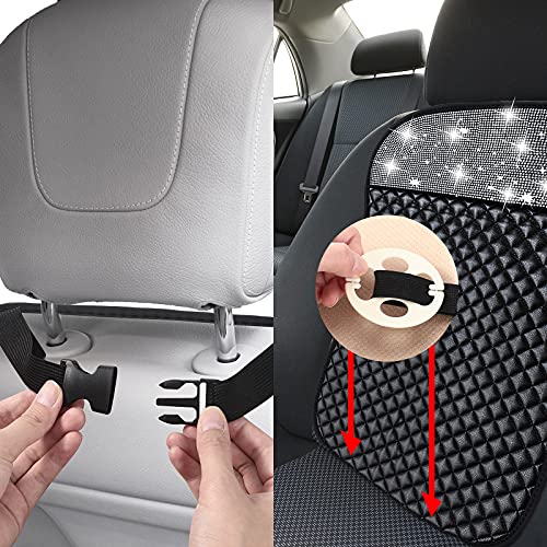 2 Pcs Bling Car Seat Covers Back Cushion Breathable Leather Mesh Protector